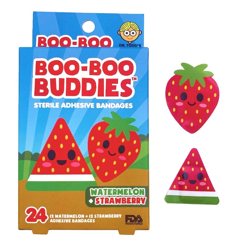NEW - Boo-Boo Buddies Watermelon & Strawberry Die-Cut Bandages (24 Count)